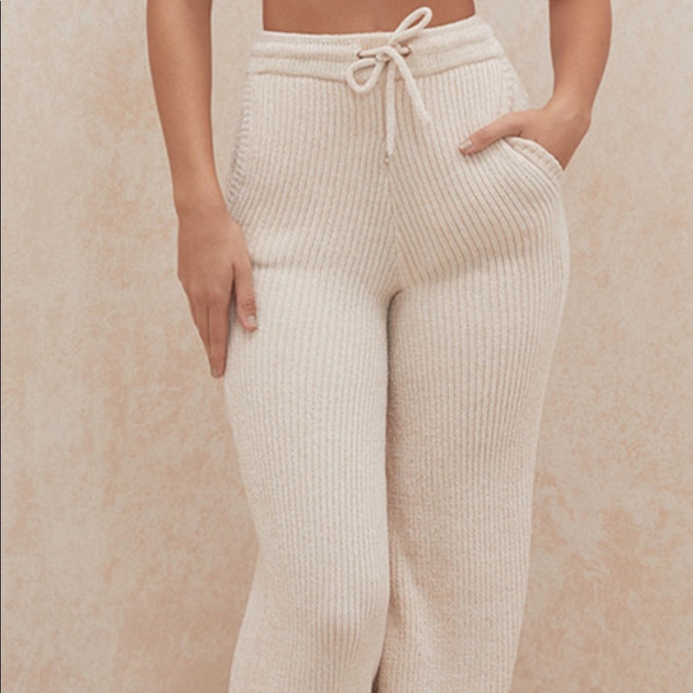 CREAM CHENILLE TROUSERS - L